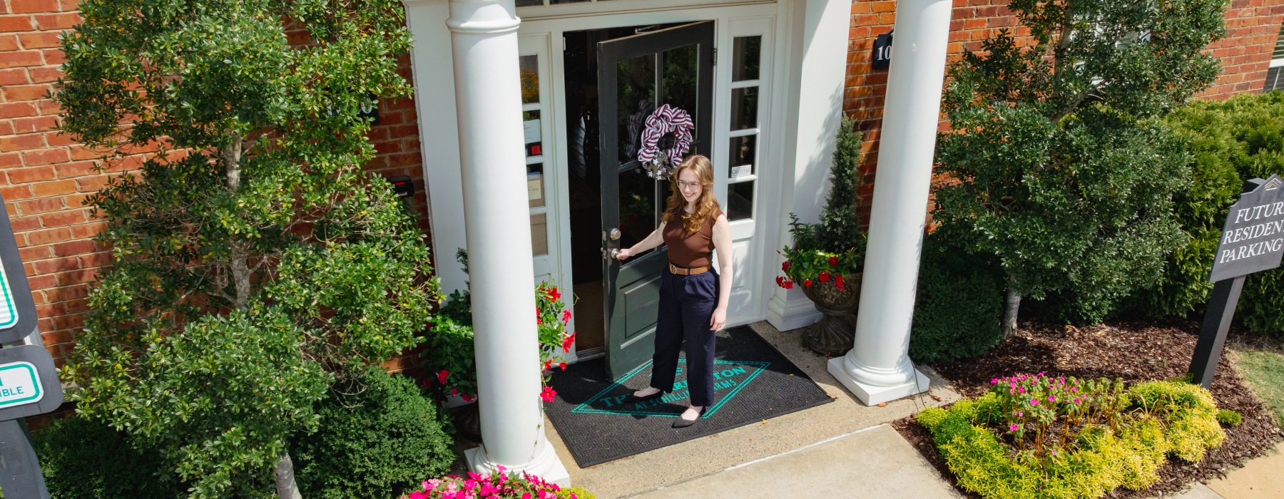 prospect visits Carrington at Schilling Farms front door lobby leasing center